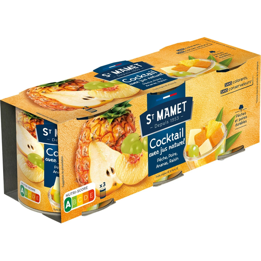[3080920981839] SAINT MAMET Cóctel de 4 frutas en jugo natural 3x125g