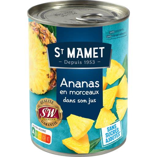 [3080920981921] SAINT MAMET Piña en Trozos sin Azúcares Añadidos 345 g
