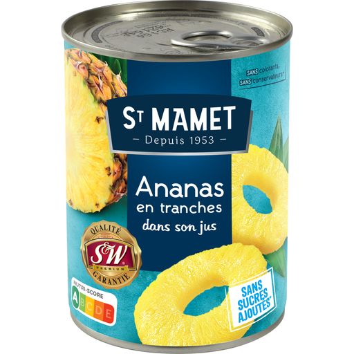 [3080920981969] SAINT MAMET Piña en Rodajas sin Azúcares Añadidos 345 g