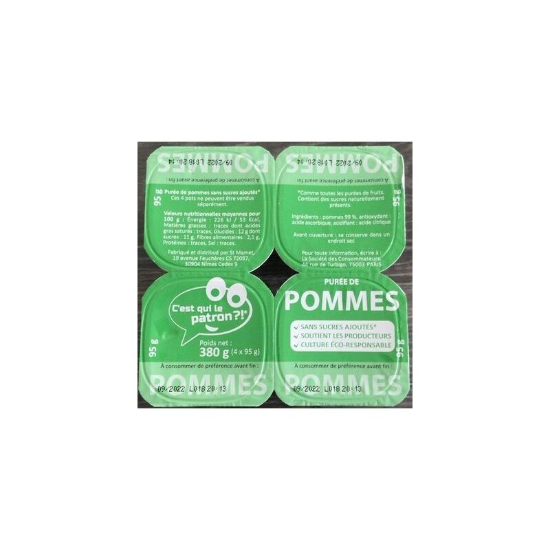 1ER PRIX Apple Puree No Added Sugar 4 x 95 g
