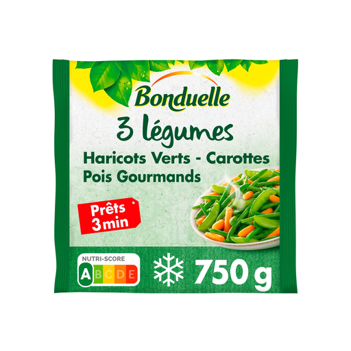 [3083681027181] BONDUELLE Mistura de 3 legumes feijão verde cenouras e ervilhas tortas 750 g