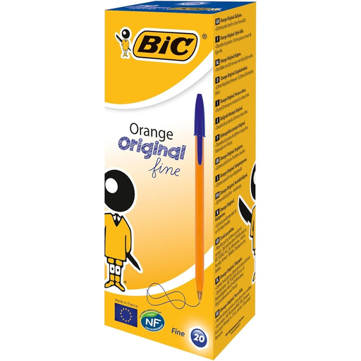 [3086121101113] BIC Caneta Esferográfica Orange Ponta Fina 0,7mm Tinta Azul X 20