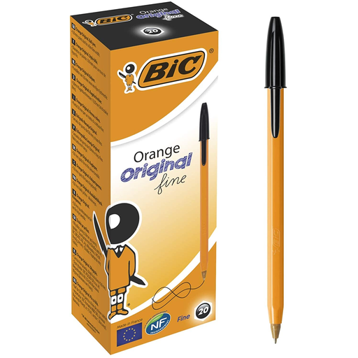 [3086121101144] BIC Orange Original Ballpoint Pen Fine Point Black, 20 count