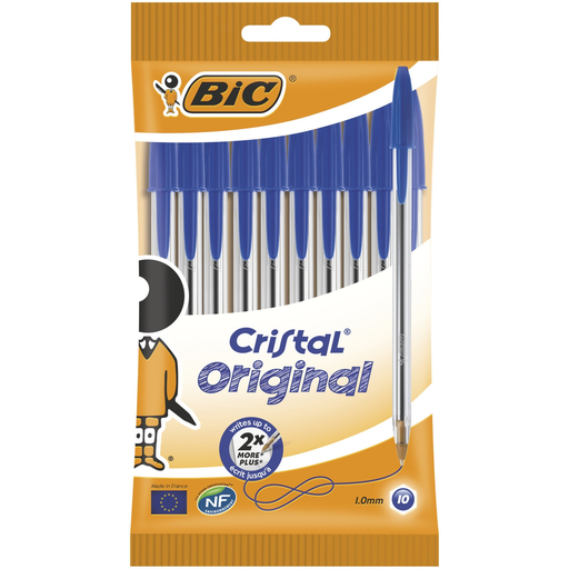 [3086121601118] BIC Canetas esferográficas Cristal Original ponta média azul, lote de 10