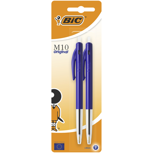 [3086121601415] BIC Caneta esferográfica retrátil M10 Original 1,0mm azul, pack de 2