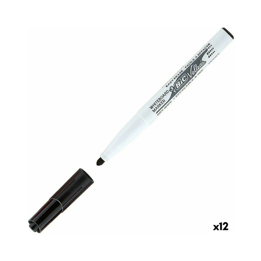 [3086121741098] BIC Marqueur Velleda 1741 Tableau Blanc Noir 12 Unités
