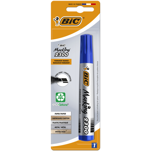 [3086122301062] BIC Marqueur Permanent BIC Marking 2300 ECOlutions Pointe Moyenne Biseautée Bleu