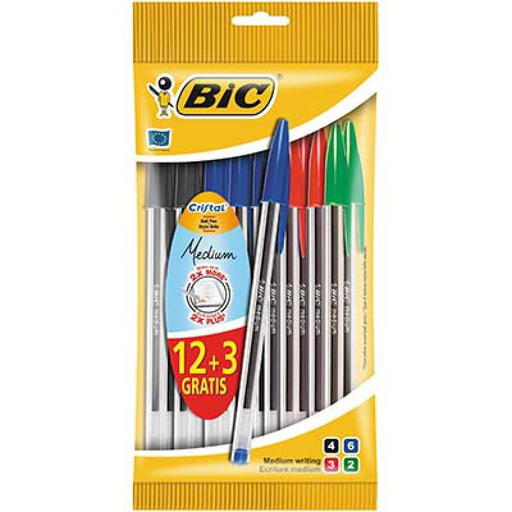 [3086123290310] BIC Canetas Esferográficas Cristal 12 unidades