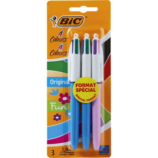[3086123331679] BIC 3 canetas esferográficas retráteis ponta média 2 originals + 1 fun
