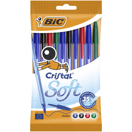 [3086123340770] BIC Caneta de Esferográfica Cristal Soft sortido pacote de 10