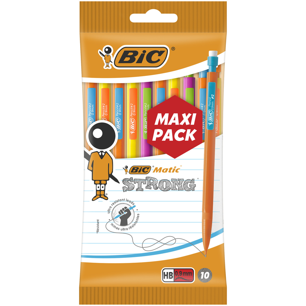 BIC Matic Strong Mechanical Pencils 0.9mm HB assorted 10 units