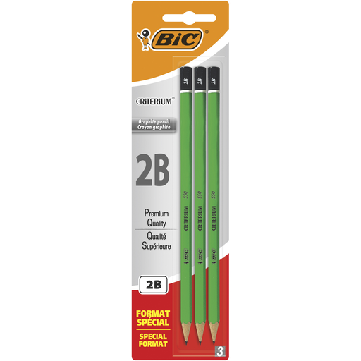 [3086123360655] BIC Criterium 550 Graphite Pencil 2B, pack of 3
