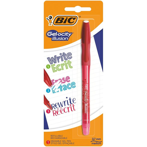 [3086123460256] BIC Gelocity Illusion Gel Roller Pen Red X1