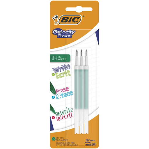 [3086123464605] BIC Recambios bolígrafo gel borrable Gel-ocity Illusion punta media 0.7mm verde 3