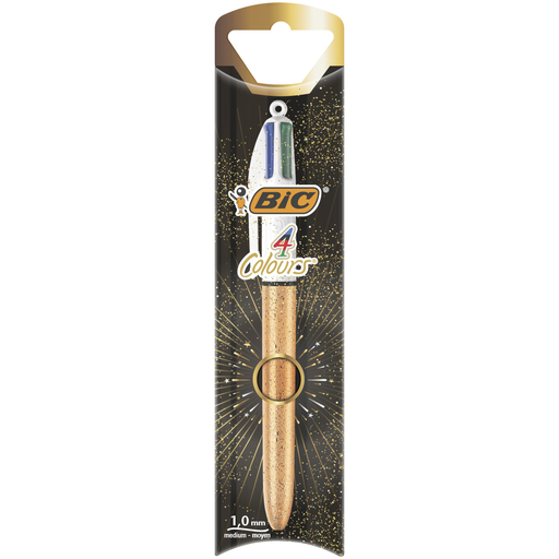 [3086123594791] BIC 4 Colours Ballpoint Pen Medium Point Frosted Gold Textured Body