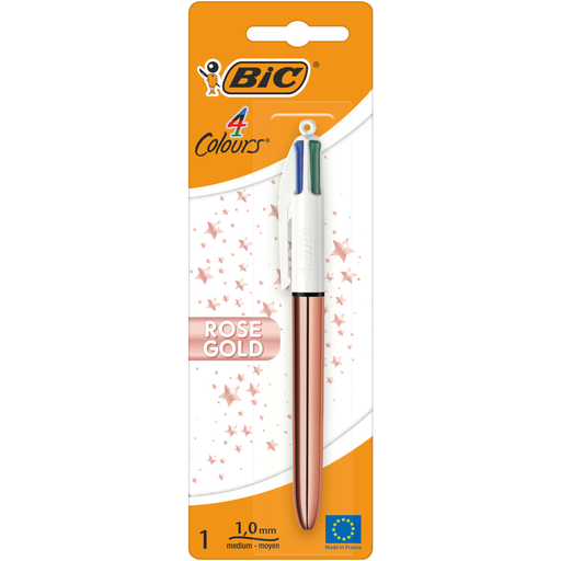 [3086123637634] BIC Stylo bille 4 couleurs Pointe moyenne 1mm Rose Gold 1 unité