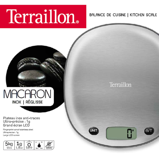 [3094570142533] TERRAILLON Balance de cuisine Macaron inox reglisse la balance de cuisine