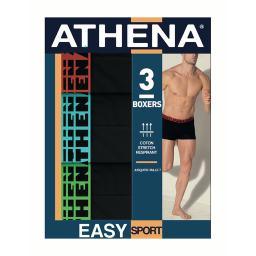 [3106430145629] ATHENA 3 bóxers hombre Easy Sport, lote de 3 bóxers