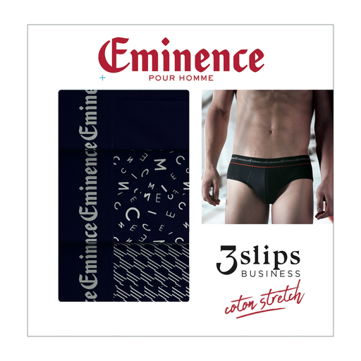 [3106430161247] EMINENCE Cueca homem marinho estampado algodão stretch T4 lote de 3