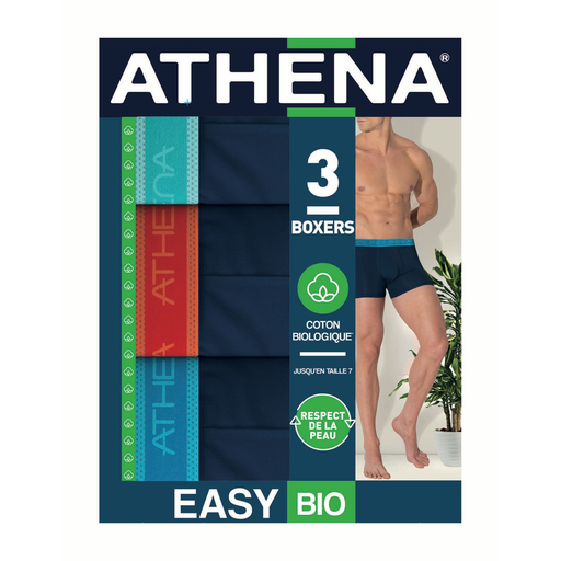 [3106430221651] ATHENA Boxers de homem Easy Bio, lote de 3 boxers
