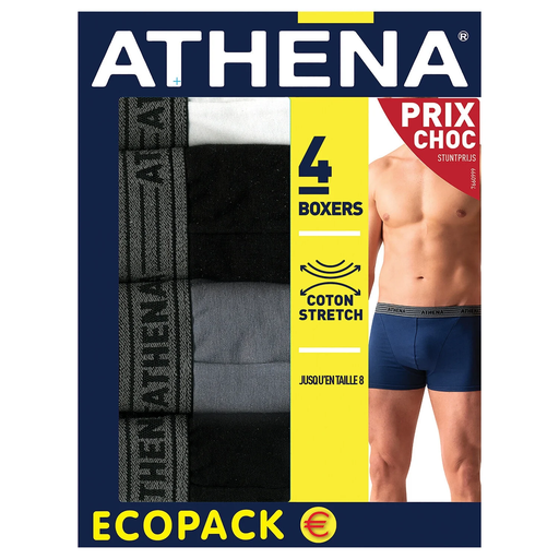 [3106436147252] ATHENA Men's 4-pack Ecopack Boxers
