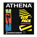 ATHENA Boxer de rapaz preto algodão stretch lote de 3 unidades