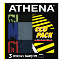 ATHENA Boxer rapaz algodão elástico preto/cinzento/azul 4-5 anos