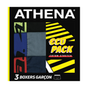 ATHENA Boxer Rapaz Tinta/Cinzento/Preto Algodão Elástico 10 Anos