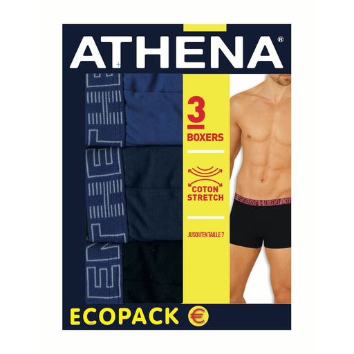 [3106439334642] ATHENA 3 boxers homme Ecopack lote de 3 boxers
