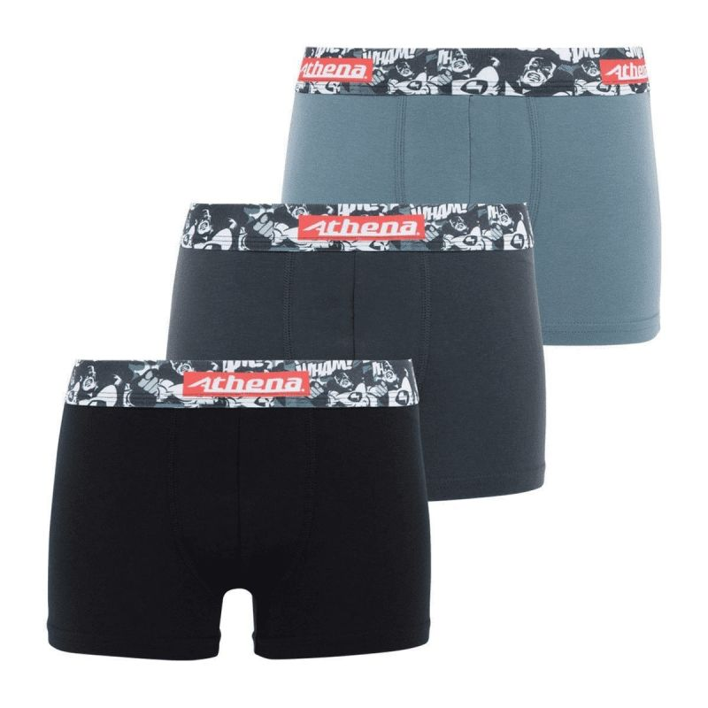 ATHENA 3 Boxers Rapaz Color Infantil Preto/Cinzento/Preto 12Anos