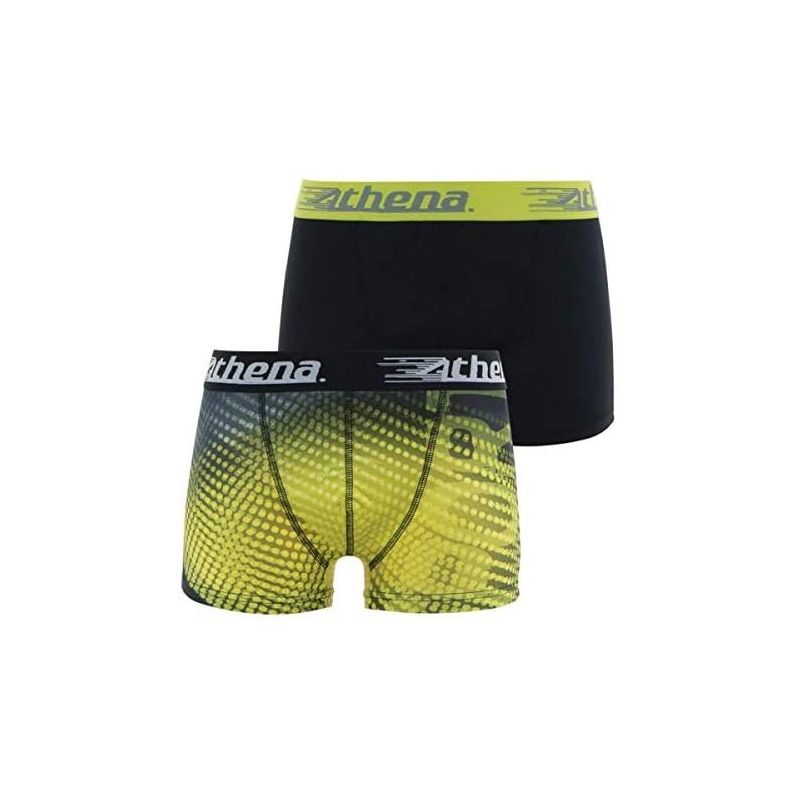 ATHENA 2 Boys Boxer Briefs Micro Perf Black Yellow 6/8 Years