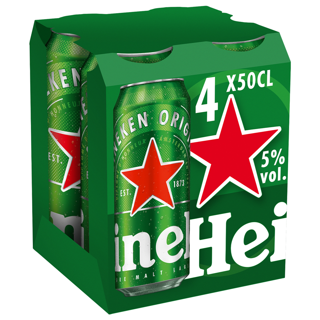 HEINEKEN Cerveza rubia 5°, aluminio 4 x 50 cl
