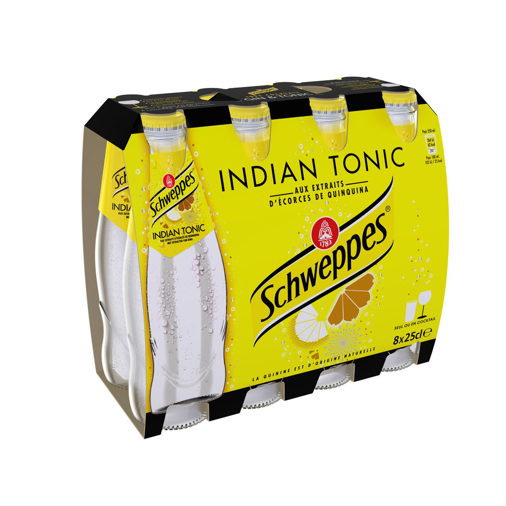 SCHWEPPES Soda Indian Tonic 8 bottles of 25 cl