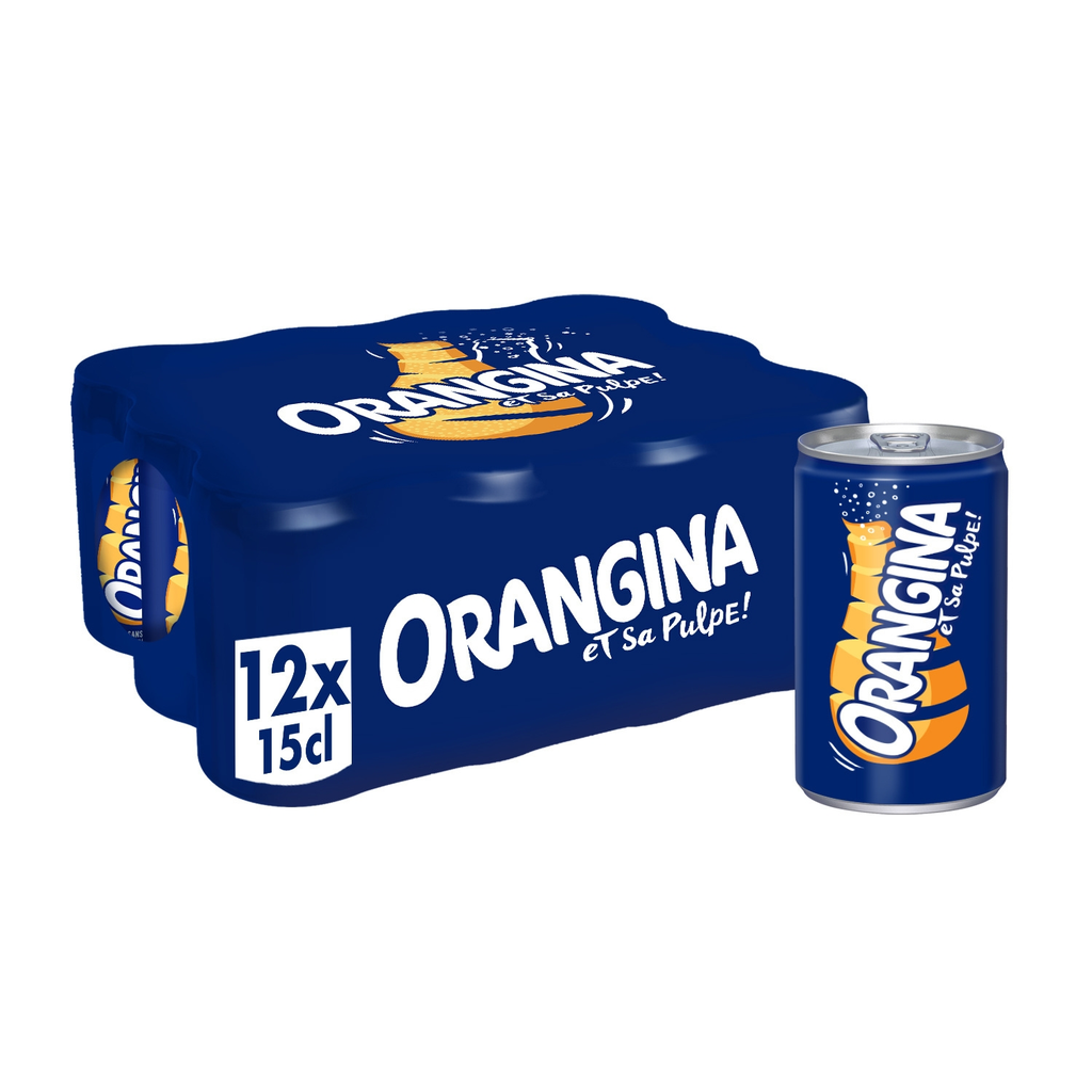 ORANGINA Boisson gazeuse à la pulpe de fruit jaune 12 x 15 cl