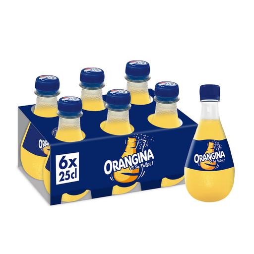 [3124480162755] ORANGINA Bebida gaseosa com polpa de fruto amarelo 6 x 25 cl