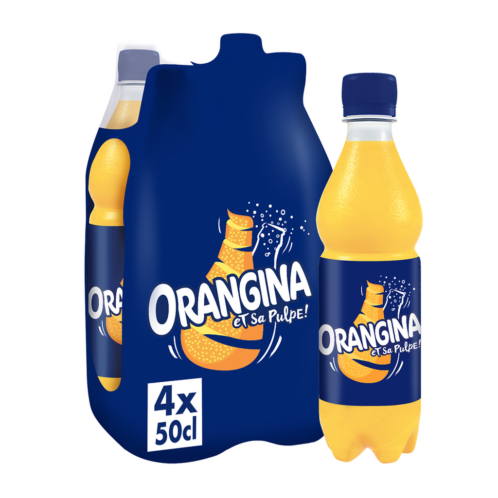 ORANGINA Carbonated fruit drink with yellow fruit pulp 4 x 50 cl