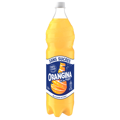 [3124480185020] ORANGINA Bebida gaseificada de laranja com polpa sem açúcares 1.5 L