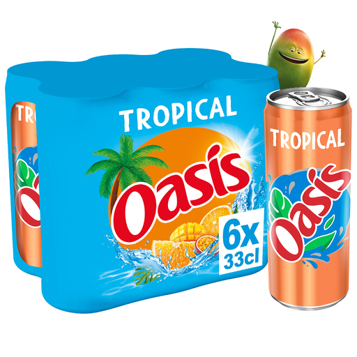 [3124480186577] OASIS Boisson aux fruits Tropical 6 x 33 cl