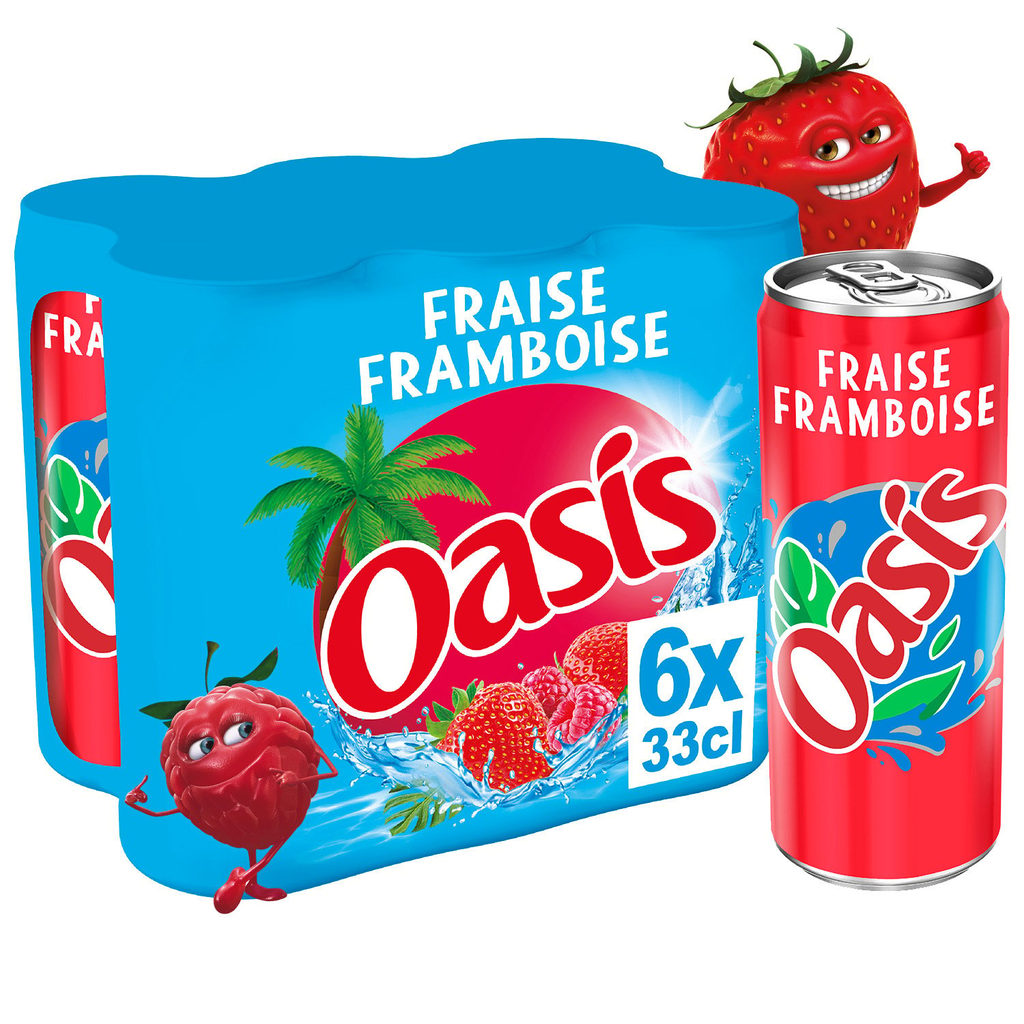 OASIS Bebida de frutas sabor fresa frambuesa 6 x 33 cl