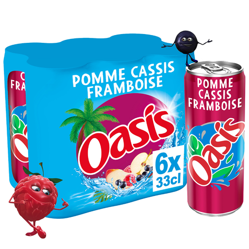 [3124480186799] OASIS Boisson aux fruits pomme cassis framboise 6 x 33 cl