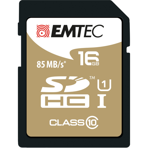 [3126170142078] EMTEC Carte Mémoire SDHC 16GB Class10 Gold 16 Go