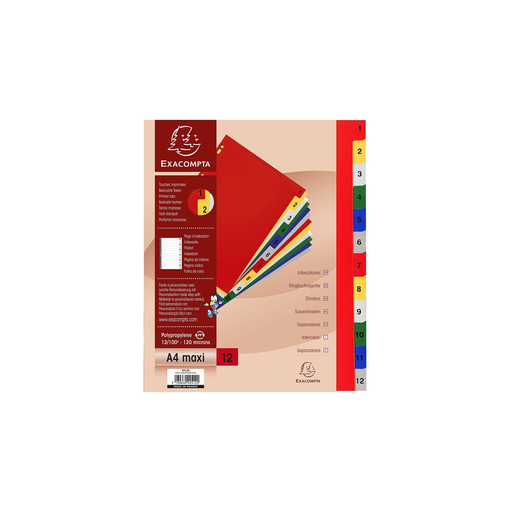 [3130630025122] EXACOMPTA Intercalaires Polypro 12 Positions 1 À 12 A4+