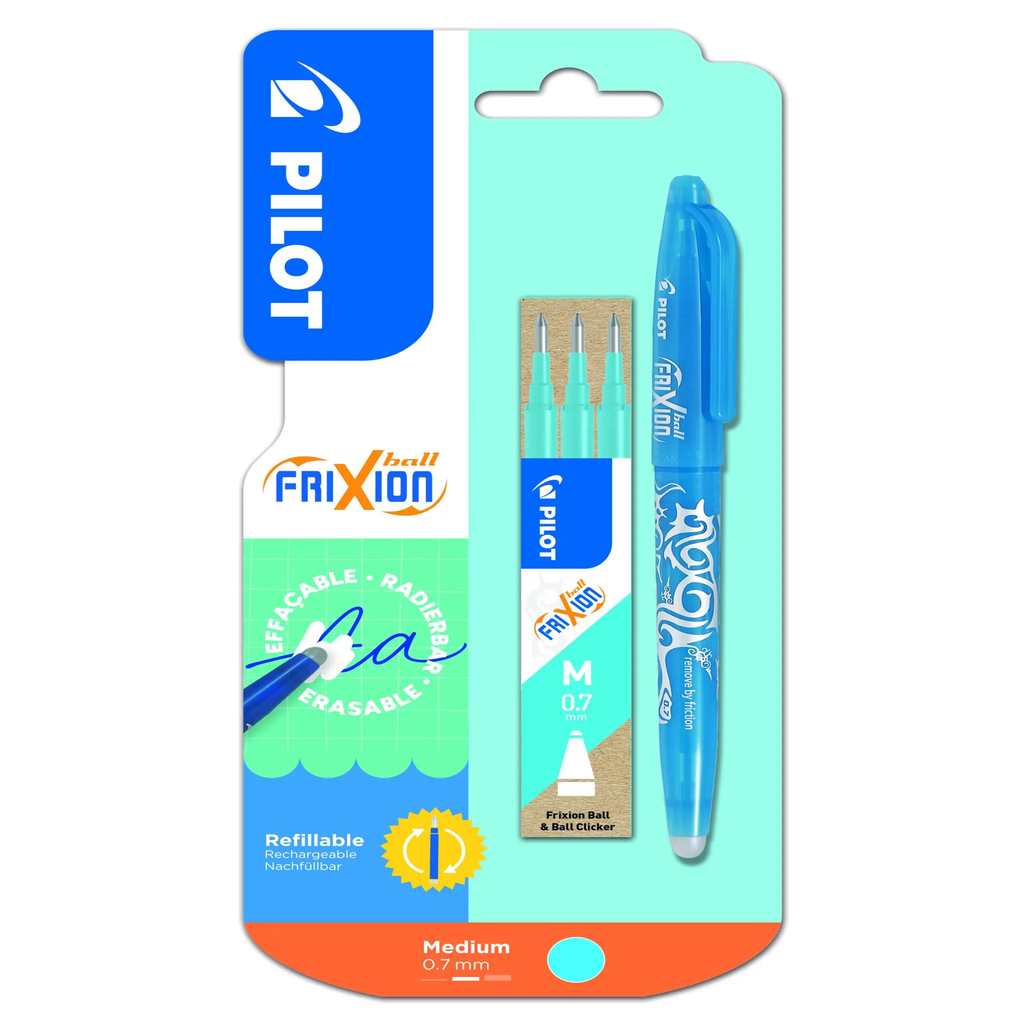 PILOT Roller effaçable Frixion Ball Turquoise + 3 recharges