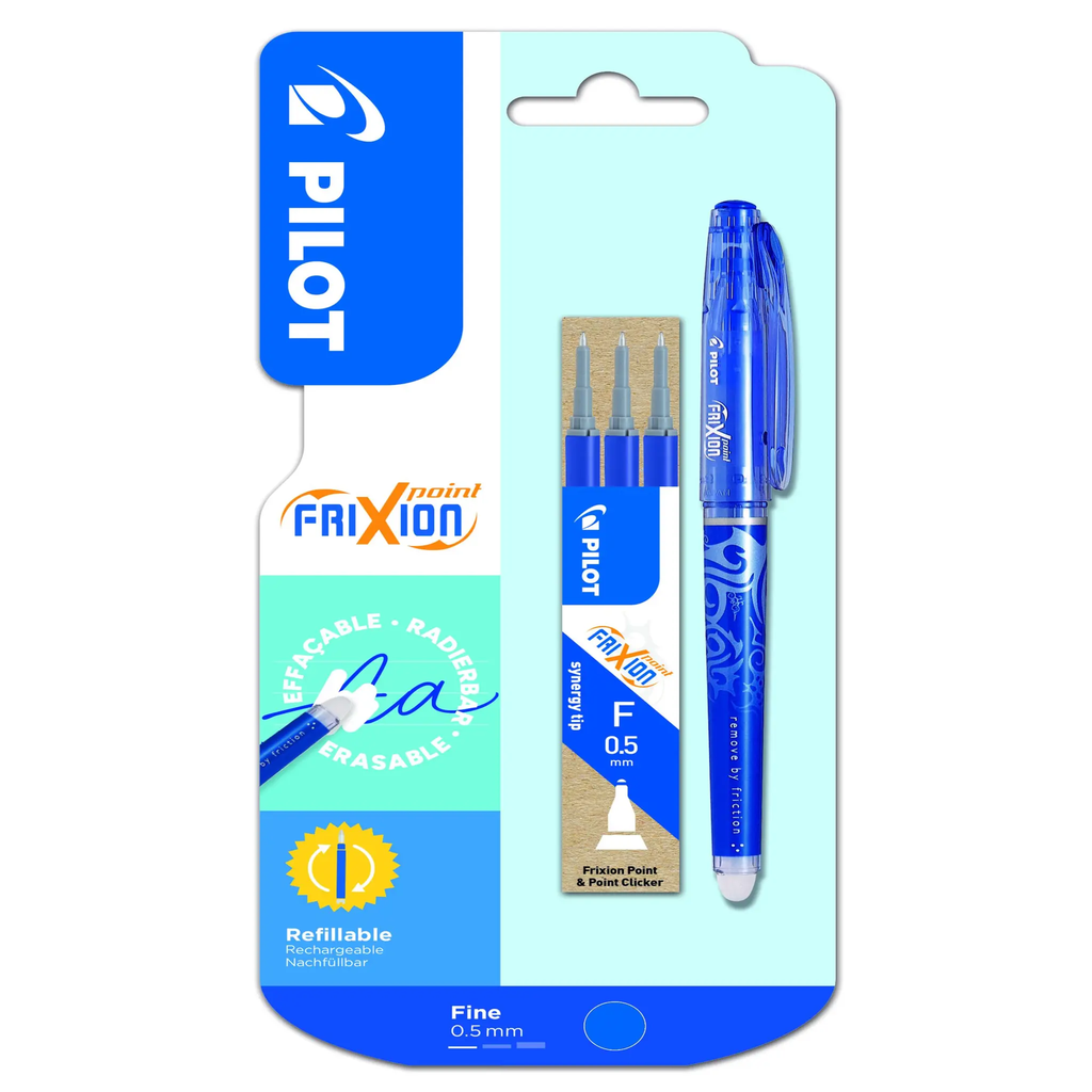 PILOT Caneta Frixion Point Azul + 1 estojo de 3 recargas Azul