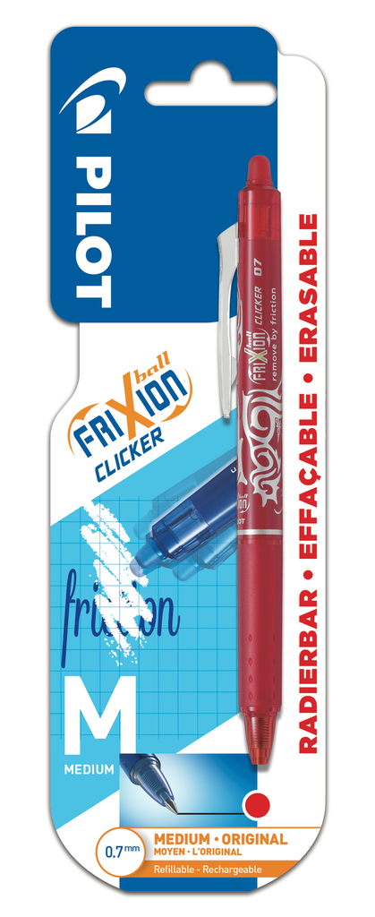 PILOT Roller rétractable Ball Frixion Clicker rouge le paquet de 8 stylos