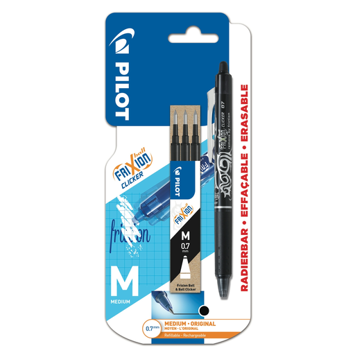 [3131910212171] PILOT Stylo roller effaçable frixion clicker noir +3rech