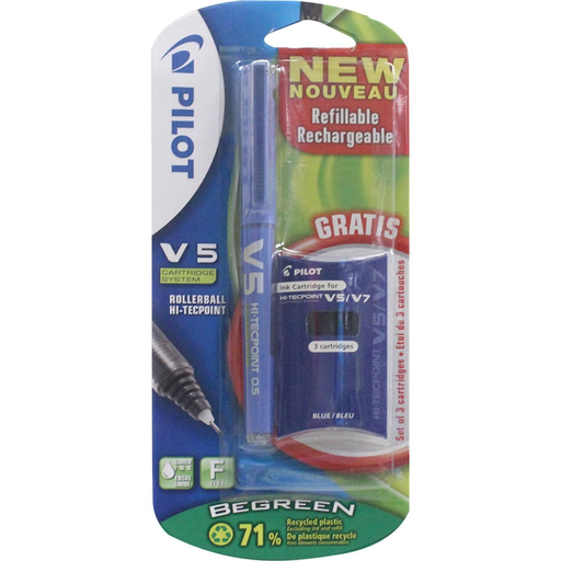 [3131910225553] PILOT V-5 rechargeable fine x 1 blue + 3 cartridges