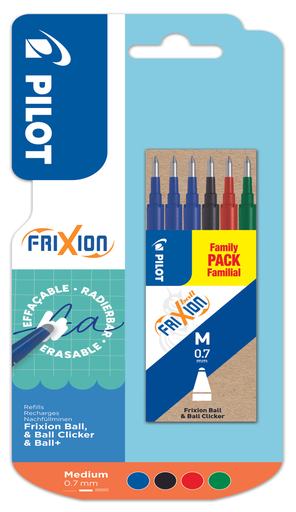 [3131910501329] PILOT 6 recambios para roller Frixion borrable punta media surtidos