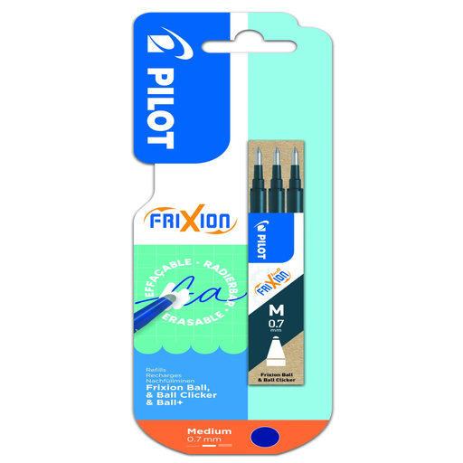[3131910506256] PILOT Recambios Fri Xion Ball tinta azul noche borrable para bolígrafo roller 3 unidades