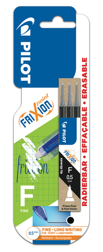 [3131910649397] PILOT Recharges Fri Xion Point encre noire effaçable pointe fine 3 recharges